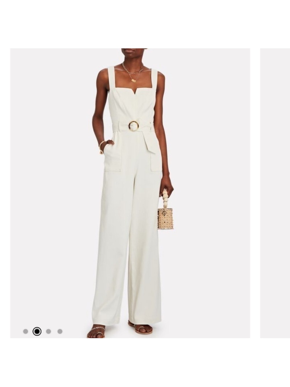 Intermix Aspen Cream Wide-Leg Jumpsuit with Adjustable Straps and belt - BNWOT